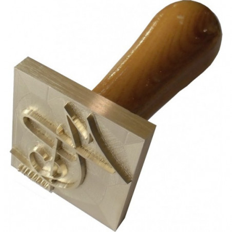 Tampon laiton relief rond avec gravure d'un logo, boutique Gravure
